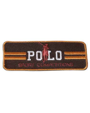 Brown sports polo iron-on patch 3cm x 7cm