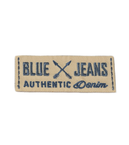 Blue jeans yellow iron-on patch 2.5cm x 6cm