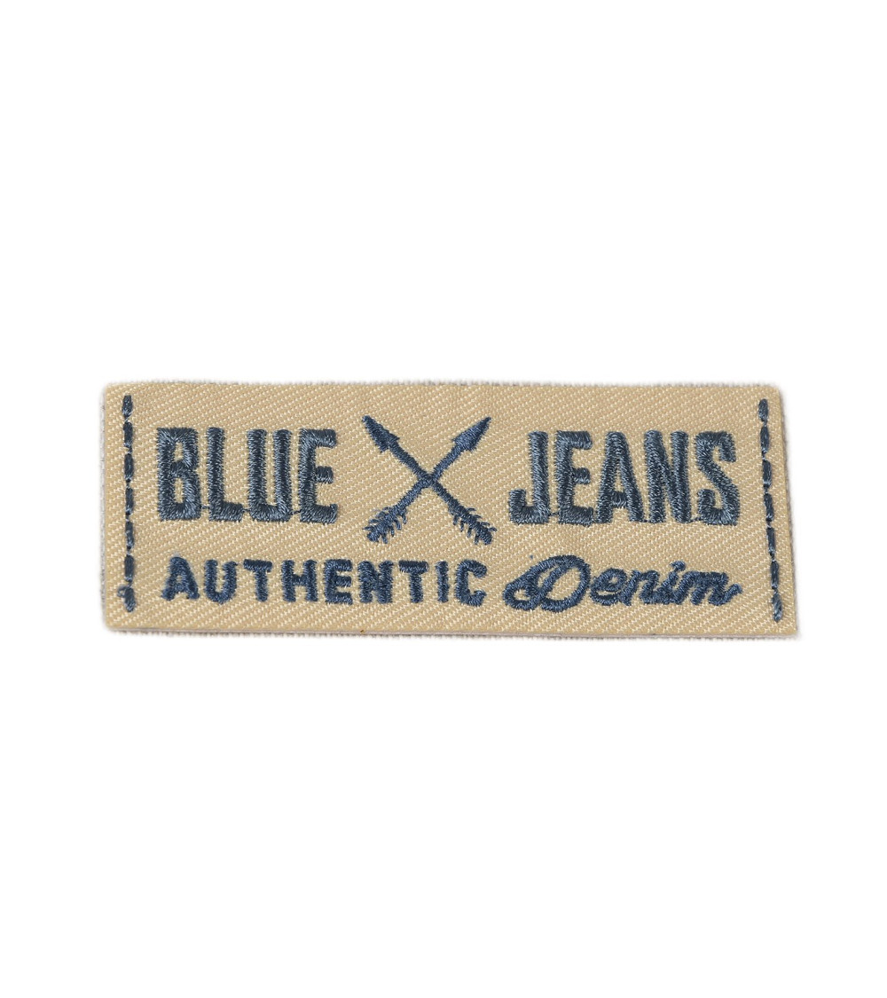 Blue jeans yellow iron-on patch 2.5cm x 6cm