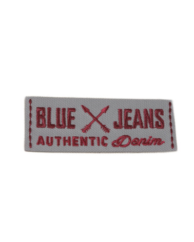 Iron-on patch blue jeans beige red 2.5cm x 6cm