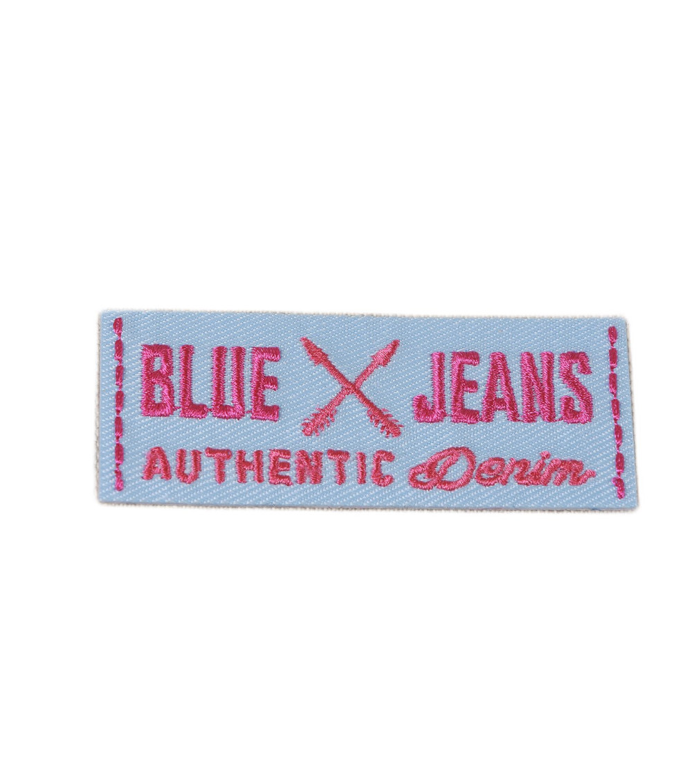 Ecusson thermocollant blue jeans bleu 2,5cm x 6cm