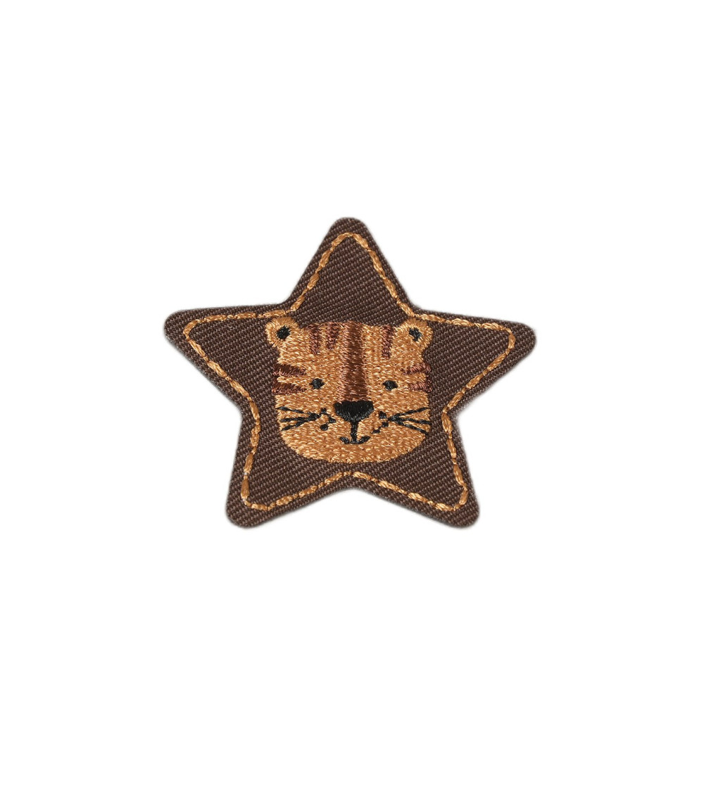 Animal stars tiger iron-on patch 4cm x 4cm