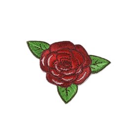 Ecusson thermocollant rose rouge 4cm x 4,5cm