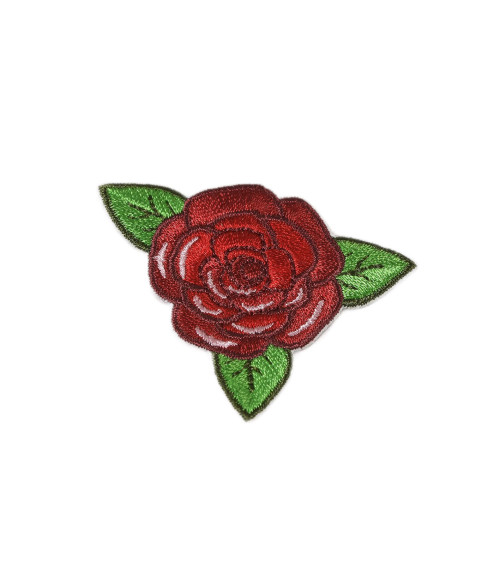 Ecusson thermocollant rose rouge 4cm x 4,5cm