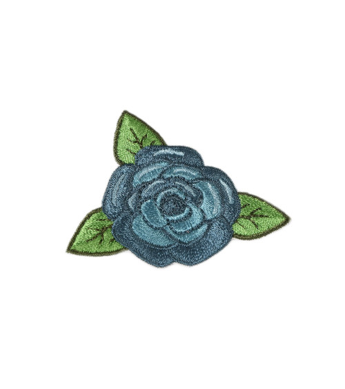 Ecusson thermocollant rose bleu 4cm x 4,5cm