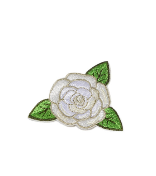 Ecusson thermocollant rose blanc 4cm x 4,5cm