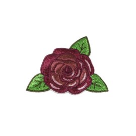 Ecusson thermocollant rose bordeaux 4cm x 4,5cm