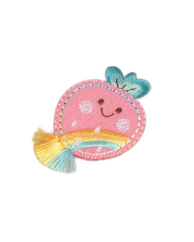 Set di 3 toppe termoadesive con frange rosa fragola 5 cm x 3,5 cm
