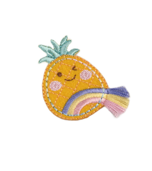 Set of 3 iron-on patches with pineapple fringes 5cm x 3.5cm
