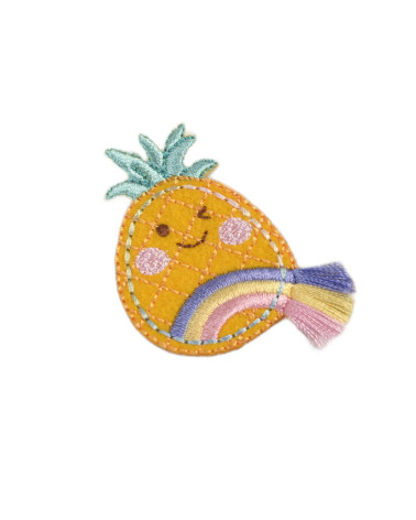 Set of 3 iron-on patches with pineapple fringes 5cm x 3.5cm
