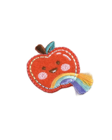 Lot de 3 écussons thermocollants avec franges pomme 4,5cm x 4cm