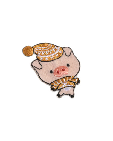Juego de 3 parches termoadhesivos de animales de invierno de cerdo, 4,5 cm x 3,5 cm