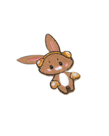 Juego de 3 parches termoadhesivos de conejos de invierno con animales, 5,5 cm x 4 cm