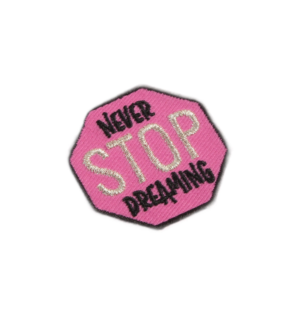 Set of 3 never stop message iron-on patches 4cm x 4cm
