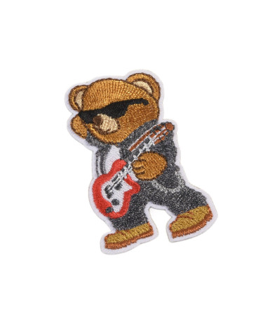 Set of 3 iron-on rockstar bear badges 5.5cm x 3cm