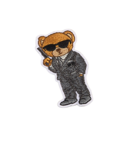 Set of 3 secret agent star bear iron-on patches 5.5cm x 2.5cm