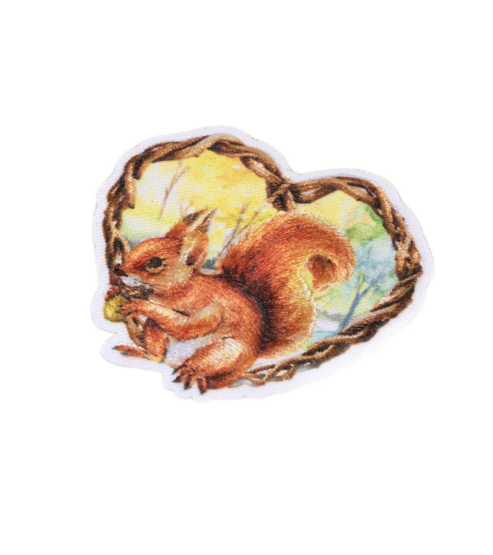 Set of 3 iron-on forest squirrel patches 5cm x 5.5cm
