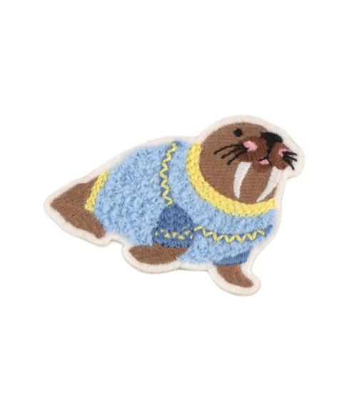 Set of 3 walrus fleece iron-on patches 5.5cm x 6.5cm