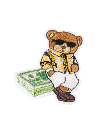 Set of 3 dollar bear iron-on patches 5.5cm x 4.5cm