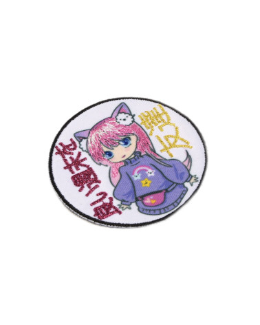 Set of 3 manga iron-on patches with pink hair 5.5cm x 5.5cm