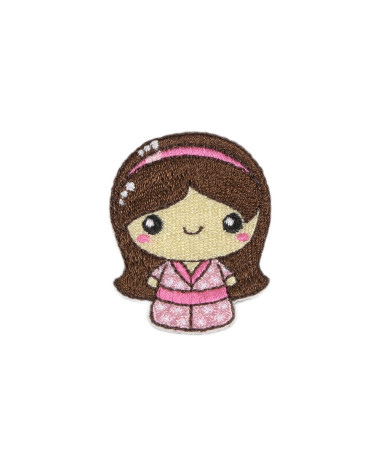 Set of 3 iron-on patches Asia long hair 4cm x 3cm