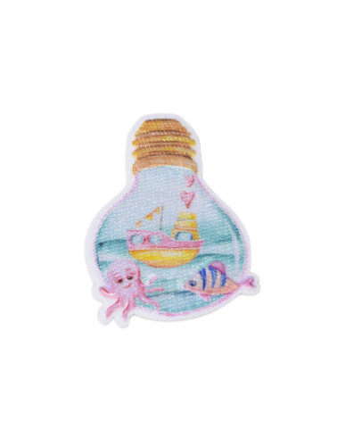 Set of 3 pastel bulb world iron-on patches 5.5cm x 4cm