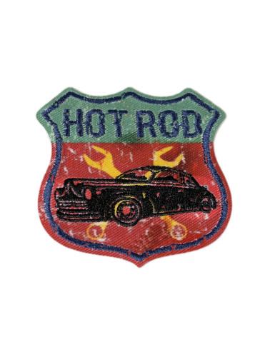 Set of 3 iron-on vintage sport hot rod badges 6cm x 5.5cm