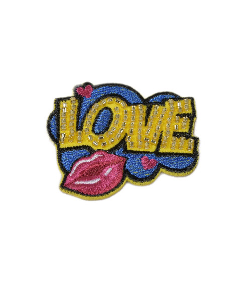 Set of 3 iron-on patches with love pearl words 4cm x 4.5cm