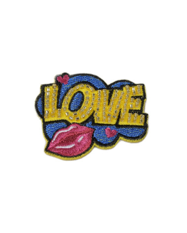 Set of 3 iron-on patches with love pearl words 4cm x 4.5cm