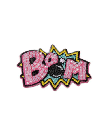 Set di 3 toppe termoadesive con parole Boom Pearl 4 cm x 5,5 cm