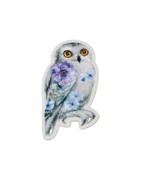 Set of 3 iron-on floral animal owl patches 5.5cm x 3.5cm