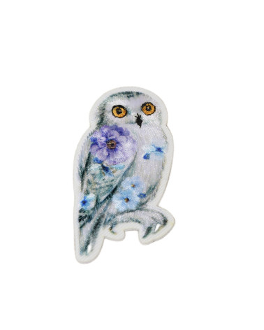 Lot de 3 écussons thermocollants animaux fleuris chouette 5,5cm x 3,5cm