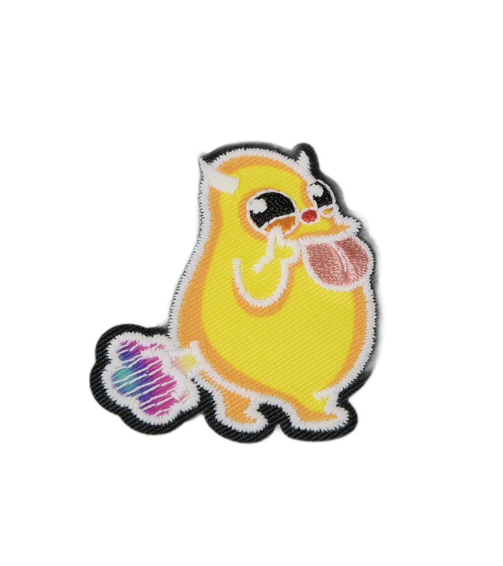 Set of 3 luminescent yellow monster iron-on patches 5cm x 4.5cm