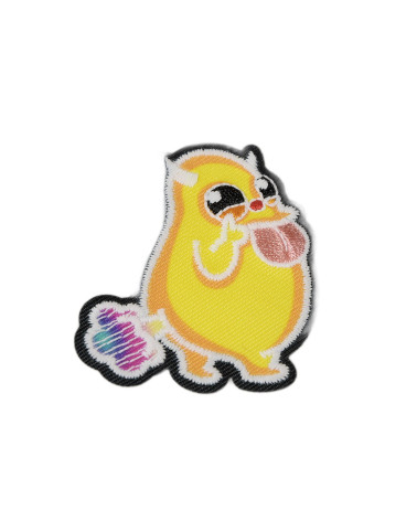 Set of 3 luminescent yellow monster iron-on patches 5cm x 4.5cm