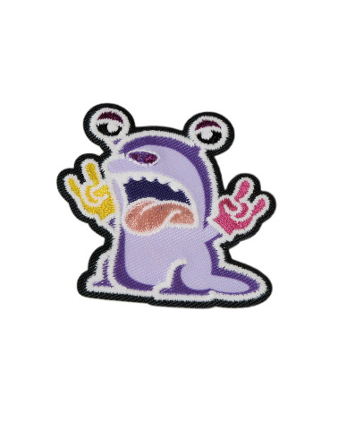 Set of 3 luminescent purple monster iron-on patches 5cm x 5cm