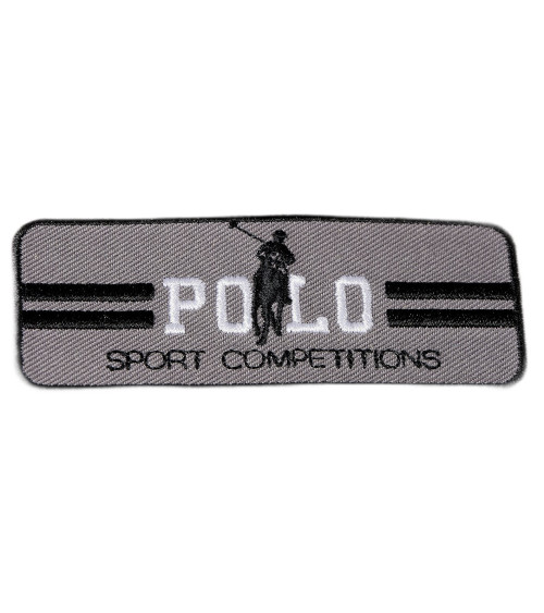 Set of 3 gray sports polo iron-on patches 3cm x 7cm
