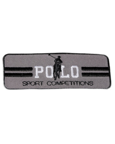 Set of 3 gray sports polo iron-on patches 3cm x 7cm
