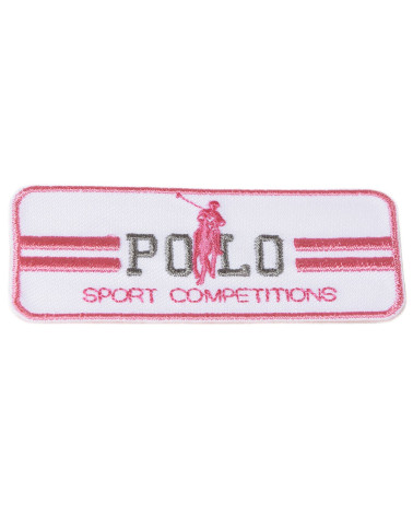 Set of 3 white sports polo iron-on patches 3cm x 7cm