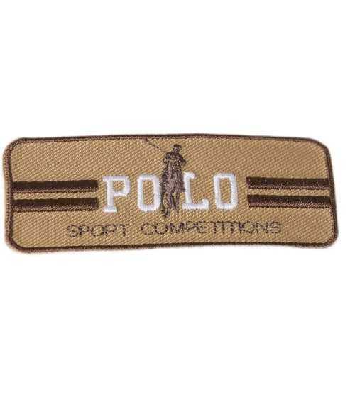 Set of 3 beige sports polo iron-on patches 3cm x 7cm