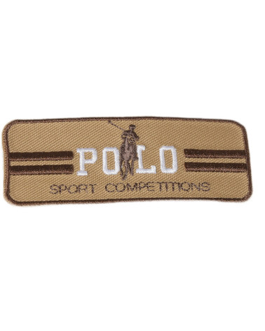 Set of 3 beige sports polo iron-on patches 3cm x 7cm