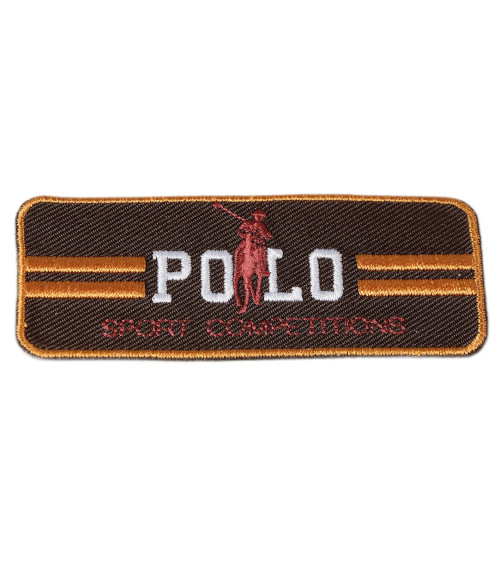 Set of 3 brown sports polo iron-on patches 3cm x 7cm