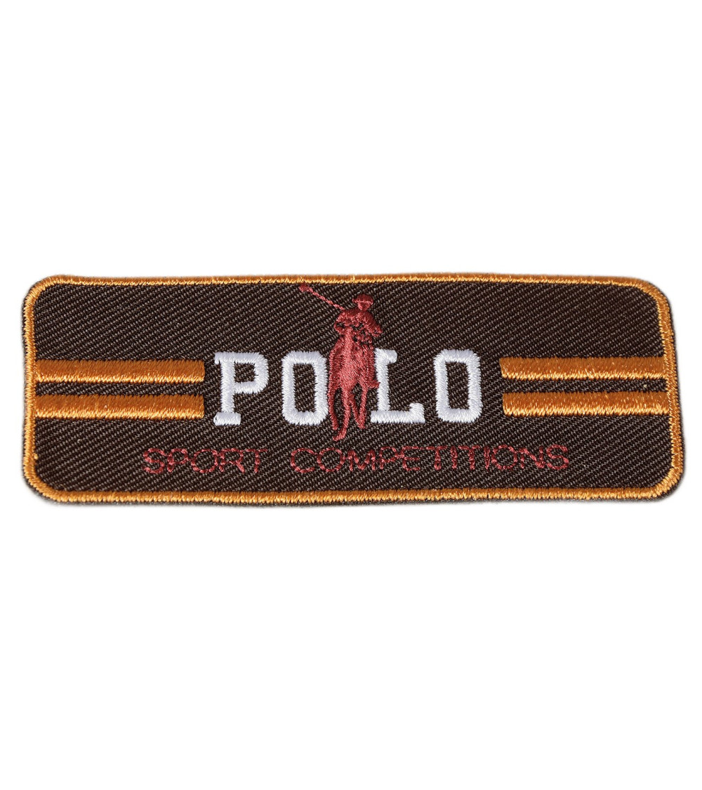 Set of 3 brown sports polo iron-on patches 3cm x 7cm