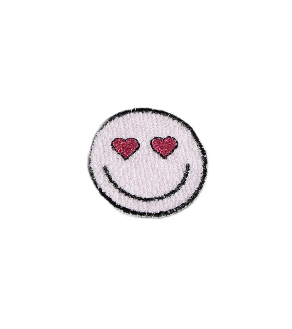 Set of 3 iron-on peace smiley heart patches 3cm x 4.5cm