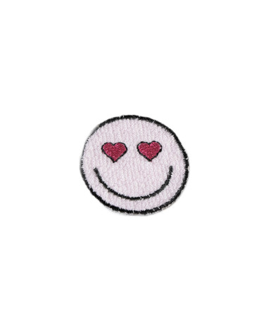 Set of 3 iron-on peace smiley heart patches 3cm x 4.5cm