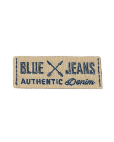 Set of 3 blue jeans yellow iron-on patches 2.5cm x 6cm