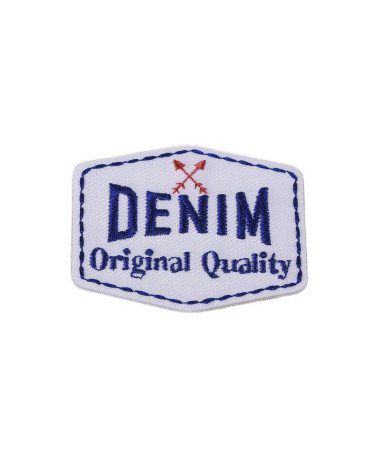 Set di 3 toppe termoadesive originali in denim bianco 3,5 cm x 4,5 cm