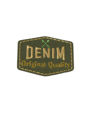Set di 3 toppe termoadesive originali in denim verde kaki 3,5 cm x 4,5 cm