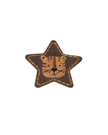 Juego de 3 parches termoadhesivos de tigre y estrellas de animales, 4 cm x 4 cm