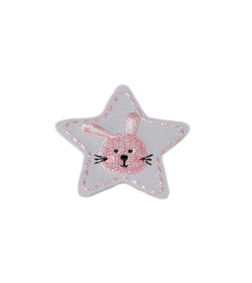 Set of 3 iron-on animal stars rabbit patches 4cm x 4cm