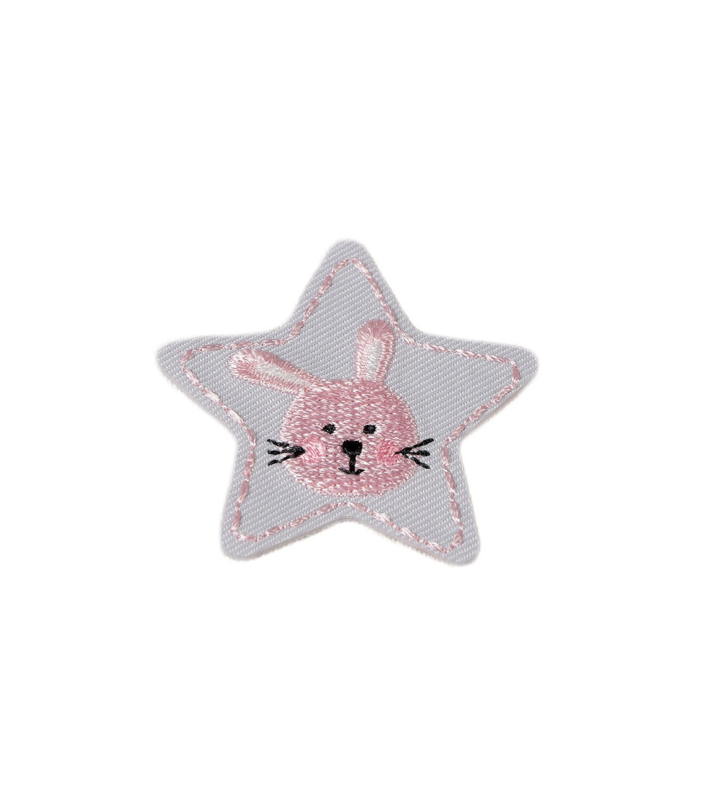 Set of 3 iron-on animal stars rabbit patches 4cm x 4cm